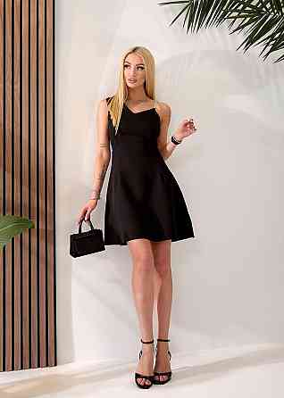 Женское коктейльное мини платье из плотной костюмки Черный, 44 Одесса