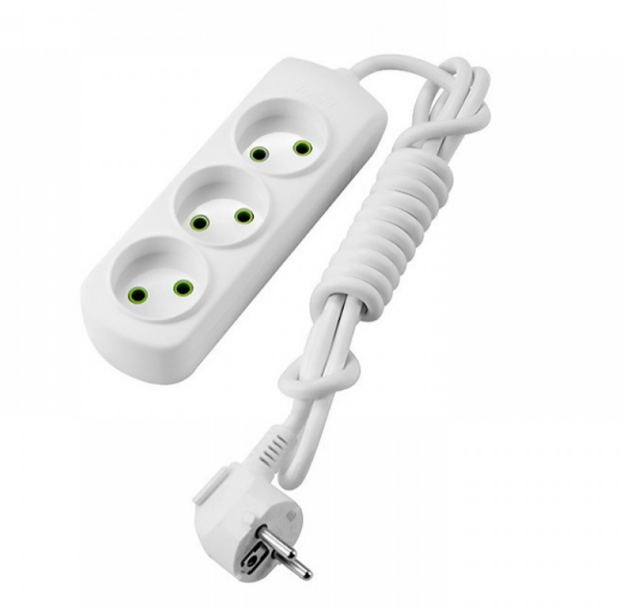 Подовжувач без заземлення 3 розетки 7 м білий Letitia Лезард Житомир - фото 1