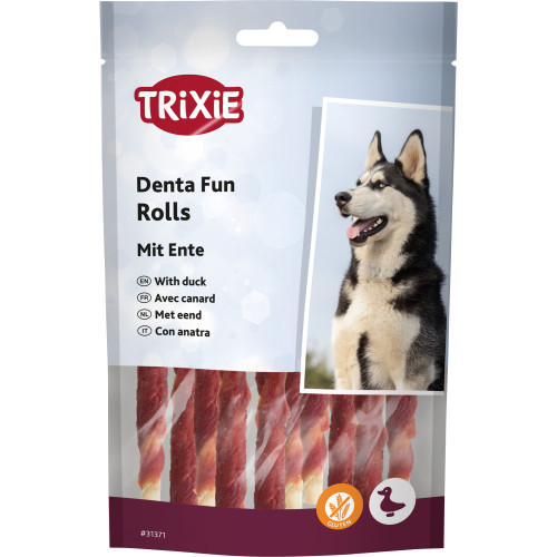 Ласощі Trixie Denta Fun Chewing Rolls для собак Паличка для чищення зубів з качкою 12 см 80 г 10 шт Київ - фото 1
