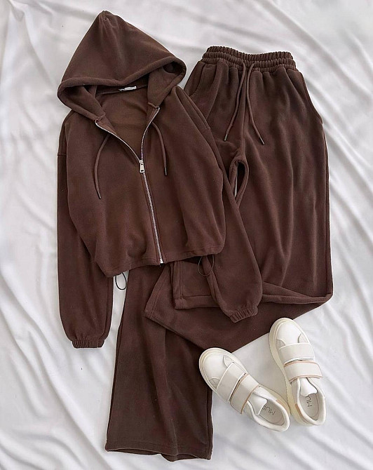 Женский прогулочный костюм двойка турецкий велюр Шоколад, 42/46 Одесса - изображение 1