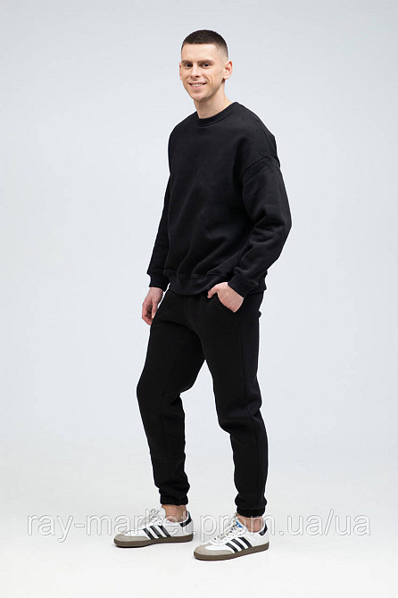 Костюм свитшот оверсайз и штаны Ray Basic утепленный мужской черный (U0804M-Black) M, Футер Киев - изображение 3