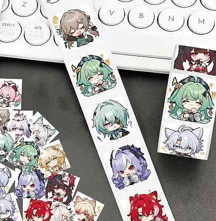 Наклейки Honkai: Star Rail у рулоні 500 шт, 14 дизайнів, чібі-персонажі, самоклейні Київ