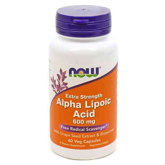 Альфа-липоевая кислота, Alpha Lipoic Acid, Now Foods, повышенная прочность, 600 мг, 60 вегетарианских капсул Луцк