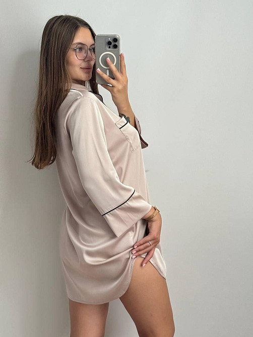 Женская ночная рубашка удлиненная шелковая S Светлый Бежевый Харьков - изображение 2