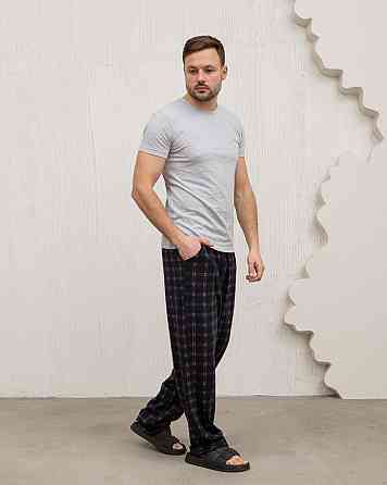 Чоловічі піжамні штани — темно-сині картаті Tom John 2001Ш XXL Київ