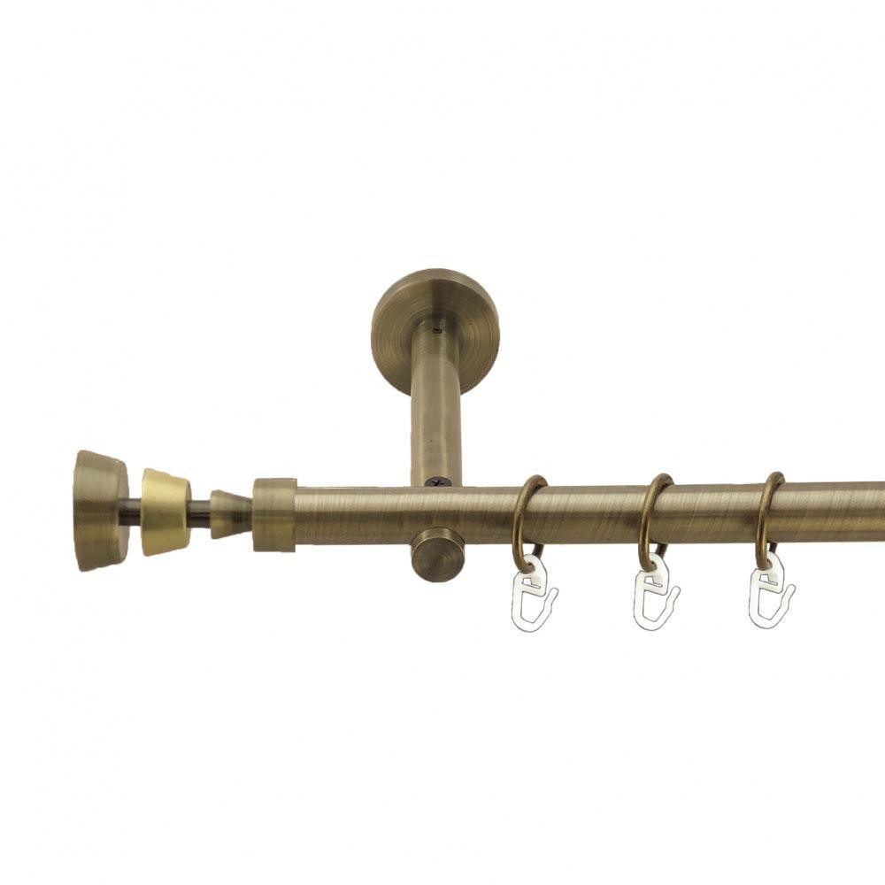 Карниз Orvit Піраміса металевий однорядний циліндр+профіль (16 см) гладка труба кільце металеве Антик 19 мм 240 см (3999054) Львів - фото 1