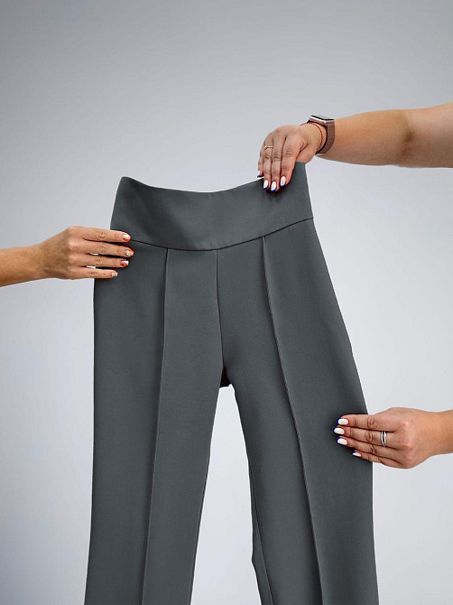 Длинные брюки с высокой талией Salvia батал 50, Графит Киев - изображение 4