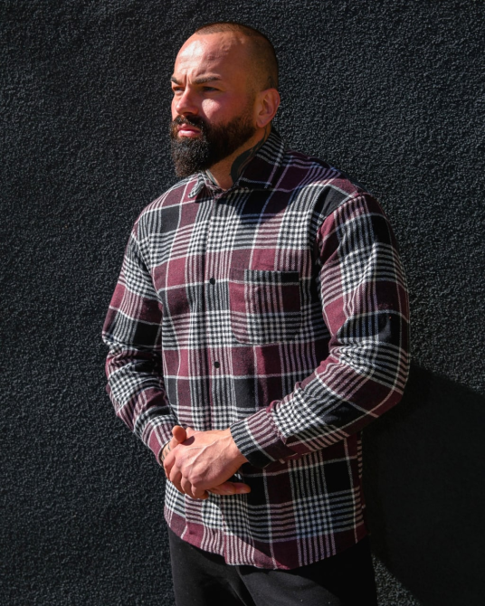 Сорочка чоловіча тепла байка Бордовий M Харків - фото 2