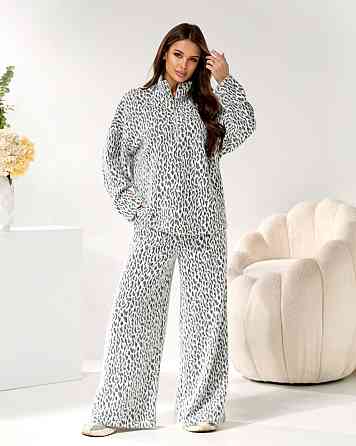 Женский стильный теплый принтованный костюм, альпака принт Одесса