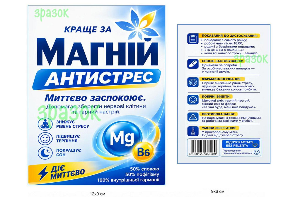 Етикетка на пляшку "Краще за Магній – Антистрес" + контретикетка | Подарунок другу, колезі, подрузі Одеса - фото 3