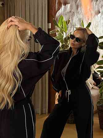 Женский стильный костюм двойка: кофта и штаны в спортивном стиле купра с бархатным напылением Черный, 42/44 Одесса