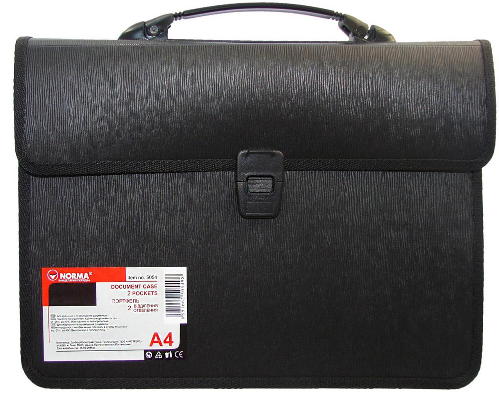 Портфель A4 "Norma" 2 відділення чорний, 5054-09N, шт Київ - фото 1
