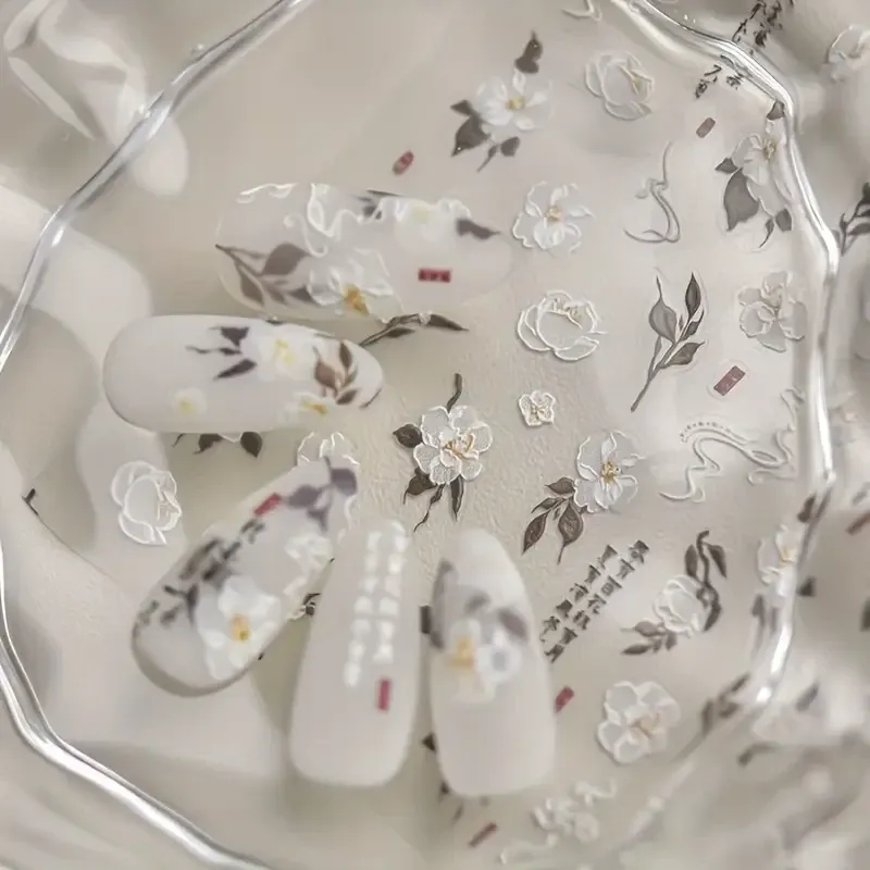 Стикеры для ногтей Камелия – объемные цветочные наклейки 3D Киев - изображение 4