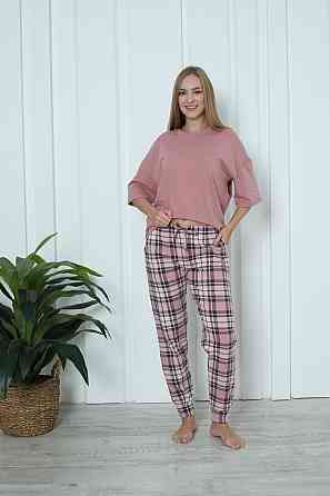 Женские пижамные штаны - розовые в клетку Nicoletta 1121Ш S Киев