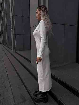 Жіноча стильна тепла сукня ангора рубчик Молочний Одеса