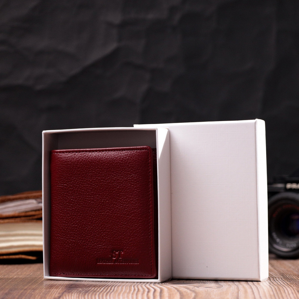 Маленький женский кошелек из натуральной кожи Бордовый (ST Leather) Киев - изображение 4