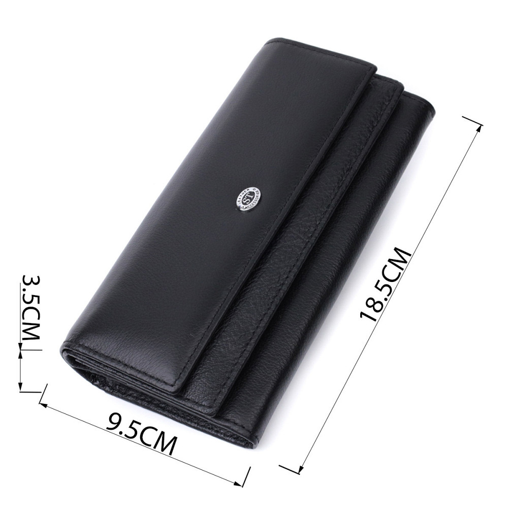 Жіночий шкіряний гаманець для карток купюр та монет ST Leather 22696 Чорний Київ - фото 13