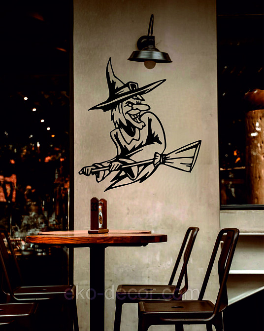 Декоративное настенное Панно «Ведьма с метлой», Декор на стену 90*82 см, Черный Киев - изображение 9