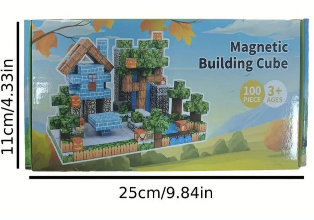 Магнітний конструктор Minecraft (Майнкрафт) 100 деталей – 3D блоки,  набір для дітей Київ - фото 3