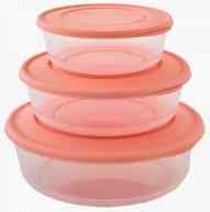 Набір контейнерів для харчових продуктів круглий 3в1 прозорий/абрикосовий Алеана Житомир