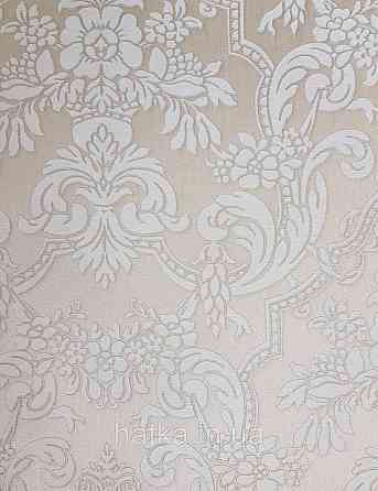 Шпалери вінілові на флізеліні Rasch Trianon Xlll 0.53х10 класика структурні вензелю квіти білі на бежевому Київ