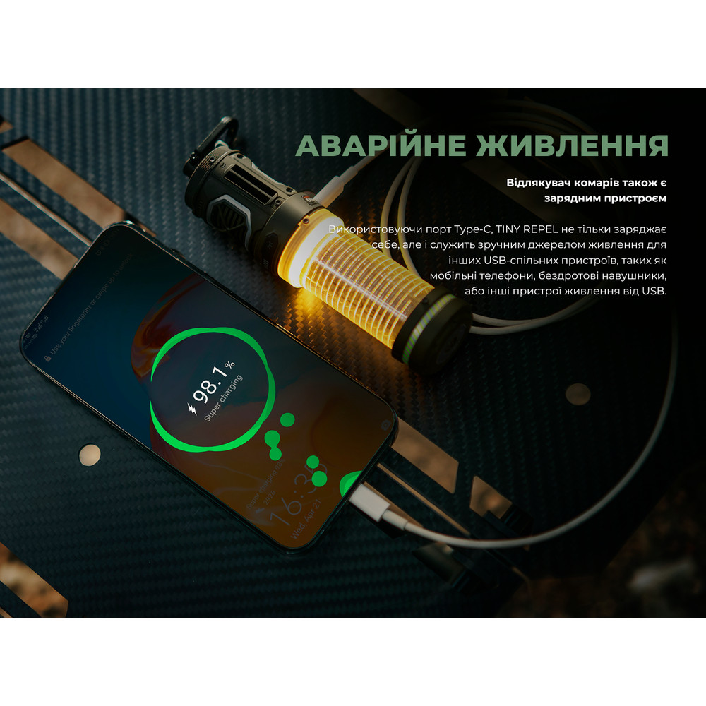 Фумігатор-ліхтар кемпінговий Flextail Tiny Repel S, зелений Киев - изображение 14