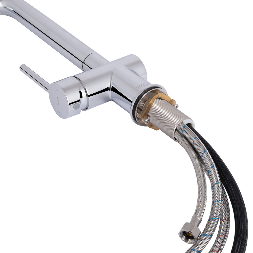 Змішувач для кухні Qtap Rozcesti з висувним виливом з під'єднанням для питної води QTROZ367CRM45941 Chrome Київ - фото 7