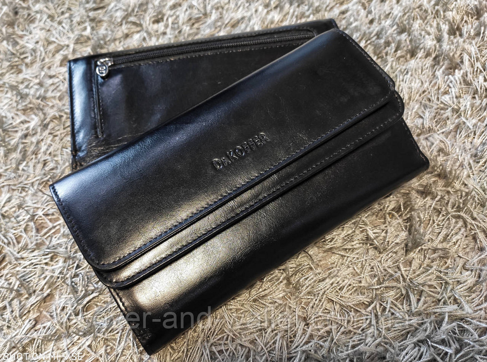 Черный женский кошелек из натуральной гладкой кожи на много карт Koffer Киев - изображение 2