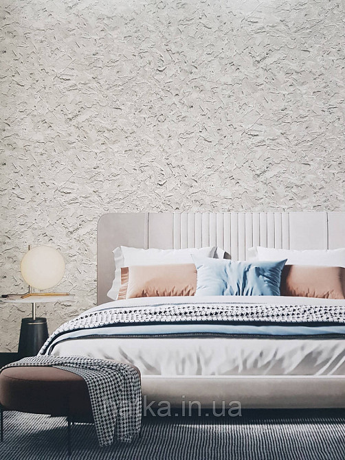 Шпалери вінілові на флізеліні гарячого тиснення DU&KA 1.06х10 вензель основа під штукатурку сірі коричневі Київ - фото 1