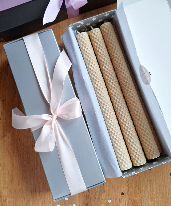 Свічки столові ручної роботи у подарунковій коробочці, 6 шт по 26 см. Колір - Айворі. Одеса - фото 1