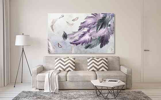 Картина полотно у вітальню / спальню   Абстракція Пір'я     MLP_253 ( 60х30см ) 50x100 см Київ