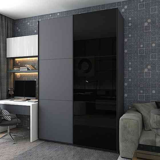 Шафа-купе двохдверна Doros G-Caiser 180х60х240 см Графіт/1 Чорне скло (DRS-011037) Львів