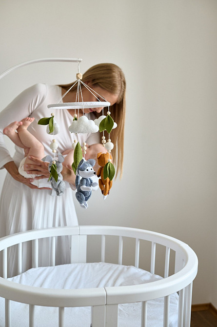 Дитячий музичний мобіль на ліжечко для немовлят WooolyWool «Лісові звірятка» з 35 мелодіями Київ - фото 2