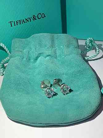 Серьги гвоздики Тиффани Tiffany, серебро 925 пробы / мешочек Тиффани Одесса