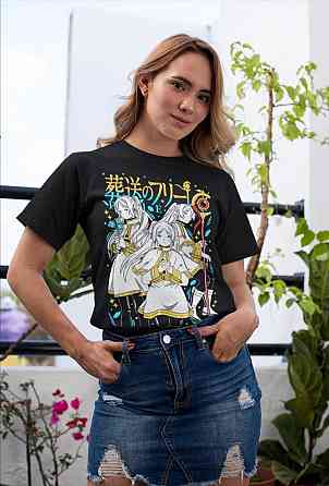 Футболка для хлопчика з аніме принтом Фріерен Бейонд Джоурнейс Енд оверсайз (зріст від 165 до 180) Чорний AnimeJ0122m Дніпро