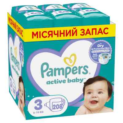 Підгузки Pampers Active Baby Midi Розмір 3 (6-10 кг) 208 шт (8001090910745) Вінниця