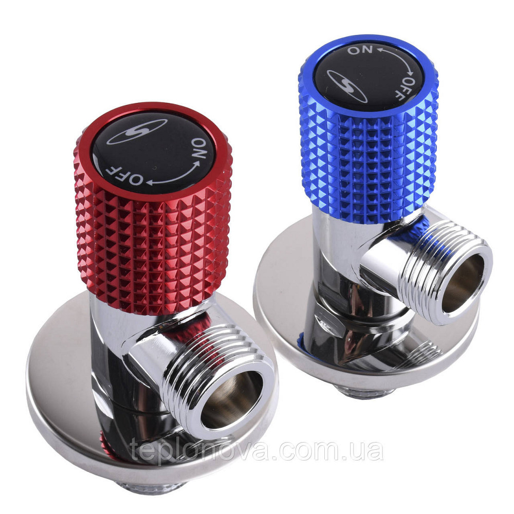 !!Набір кранів кутових кераміка SOLOMON EXCLUSIVE 1/2″X1/2″ 9889 RED/BLUE (1уп.) Черновцы - изображение 5