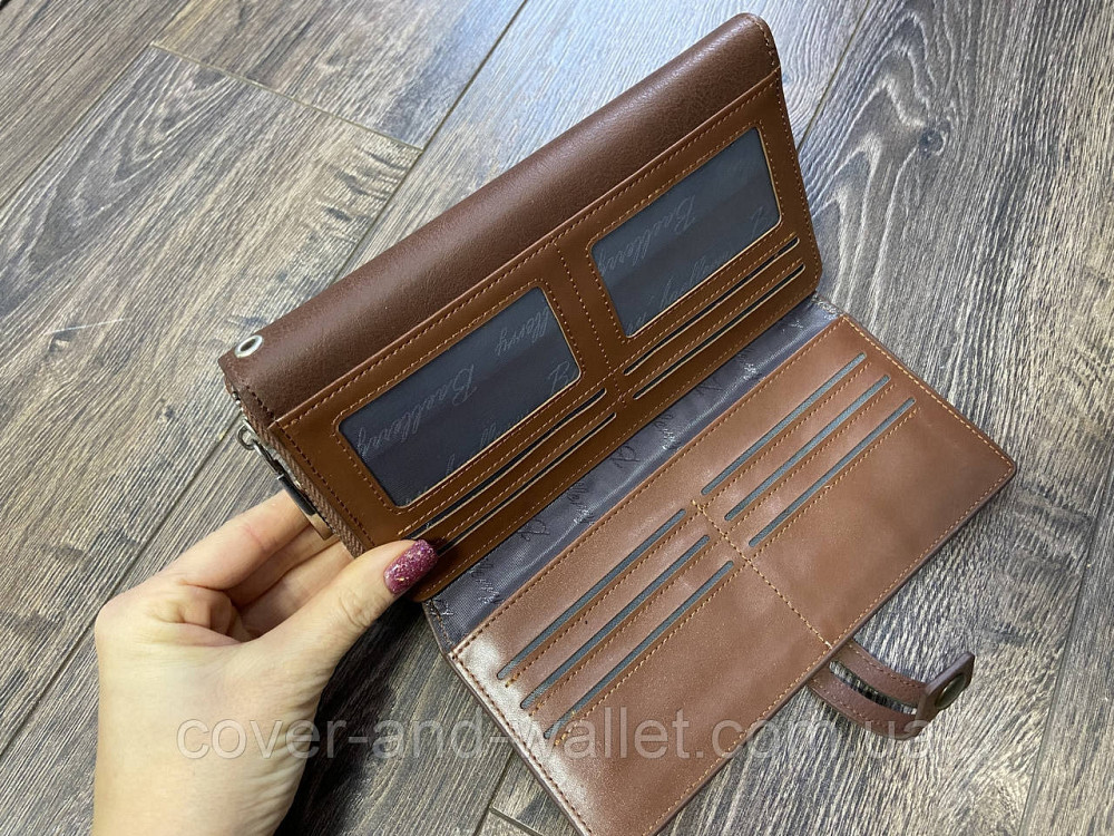 Коричневий гаманець клатч на багато карток для чоловіків та жінок Baellery Київ - фото 3