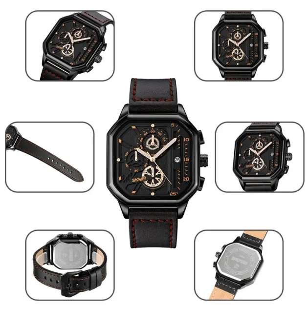 Наручные мужские классические часы Skmei 1963 Черный-золото Винница - изображение 7