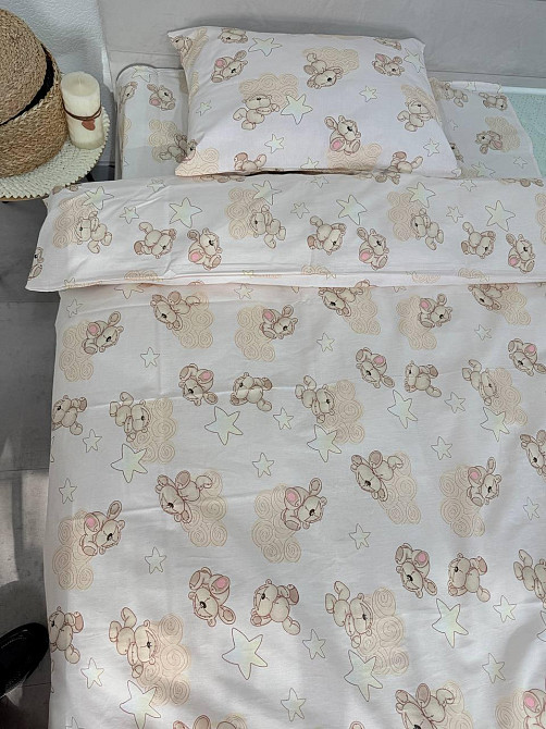 Ecotton Дитячий комплект постільної білизни Ecotton 110х140 см персиковий Хмаринкові Ведмедики Київ - фото 3