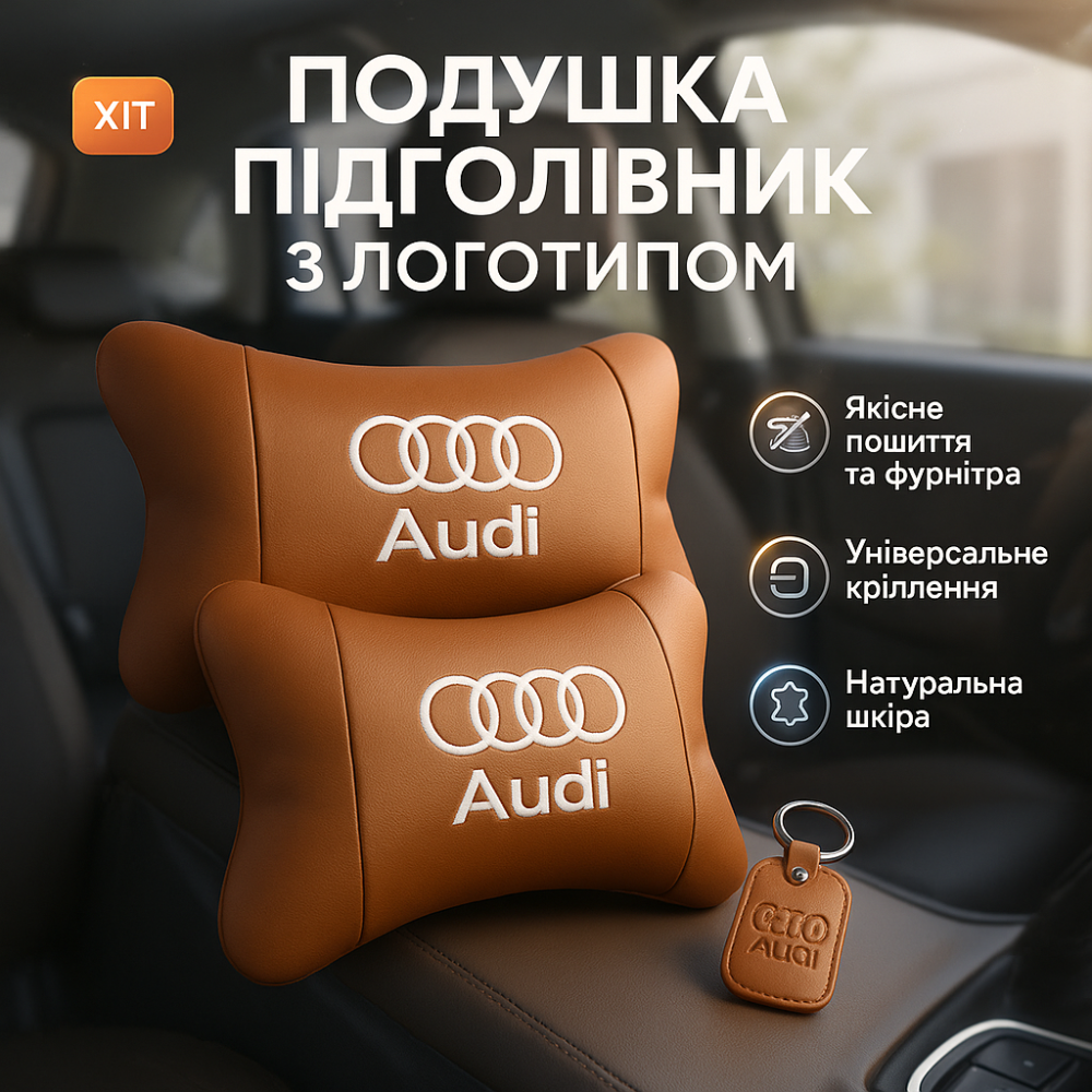 Оригінальний подарунок автомобілісту Audi Ауди, Подушка для шиї для водія, Подушка на авто сидіння TQ-91 Львів - фото 14