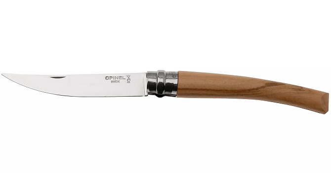 Кухонний ніж філейний складаний Opinel No.10 «Slim Olive» (002562) Нержавіюча сталь Нововолинськ - фото 2