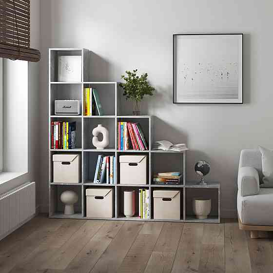 Стеллаж VAYS M-5, книжная полка с 15 ячейками, этажерка для дома, игрушек и декора, ЛДСП, 178×29×178 см Львов