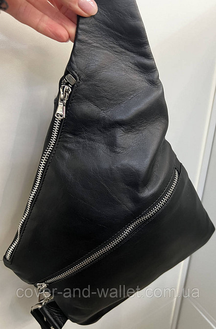 Стильная мужская сумка кобура через плечо из гладкой кожи PS в черном цвете PS Leather Киев - изображение 12