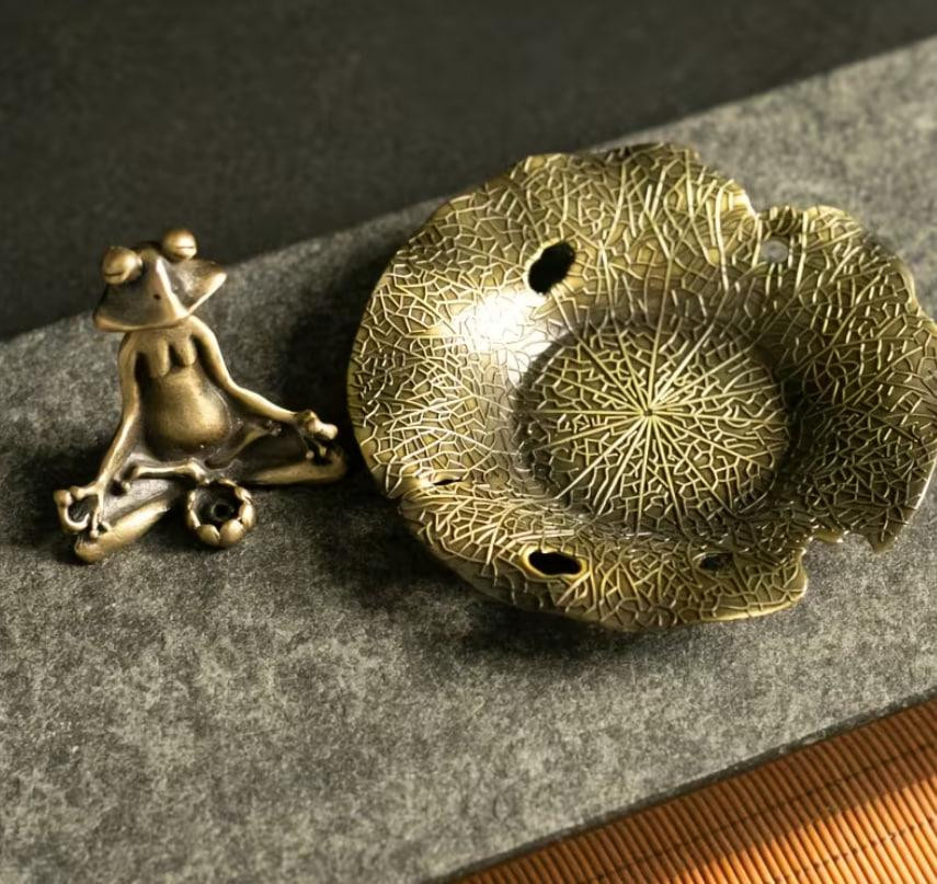 Держатель для благовоний «Лягушка в медитации» с тарелочкой, металл Киев - изображение 2