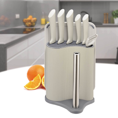 Набір ножів 8 предметів:(6шт + обробна дошка + підставка з тримачем паперових рушників) сірий MR-1413-GREY Maestro Житомир - изображение 6