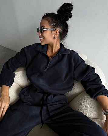 Женский теплый повседневный костюм двойной двухсторонний флис Темно-синий, 42/46 Одесса