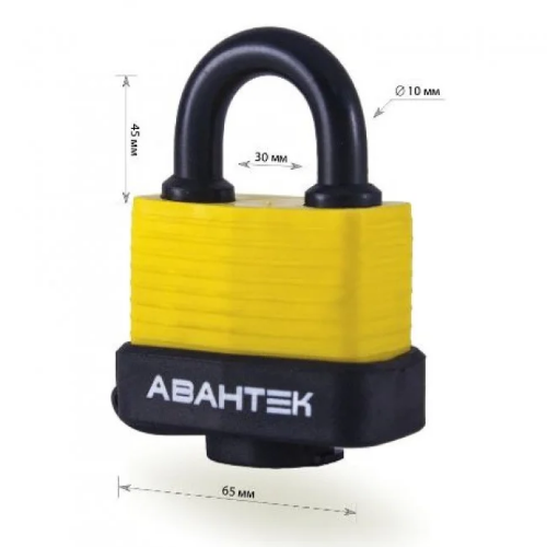 Замок навісний FL 1565 чорний/жовтий Акула АВАНТЕК Житомир