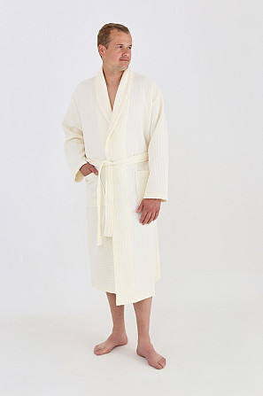 Чоловічий вафельний халат Ideal Textile ХХXL ваніль (56860529) Чернівці - фото 2