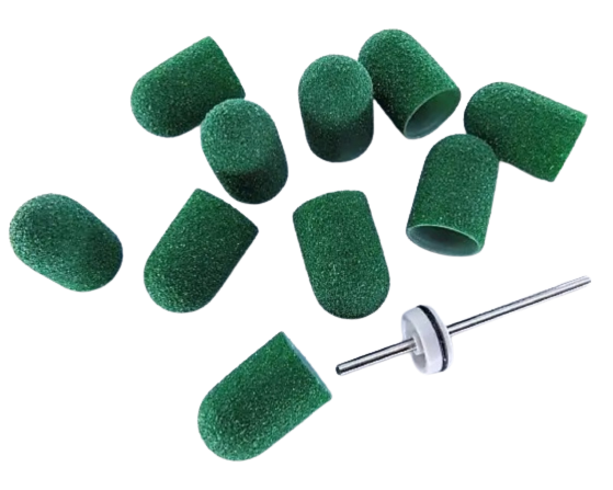 Набір Ковпачки педикюрні на пластиковій основі 80 грит зелені 10 шт плюс основа тримач. Киев - изображение 1